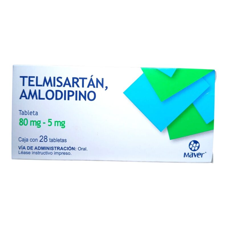 Telmisartán Amlodipino 80/5mg c/28 Tabletas Maver